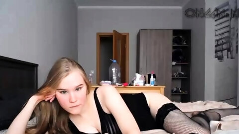 Russian blonde teen oily masturbation