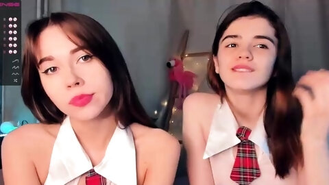 Blonde and brunette lesbians toying cunt
