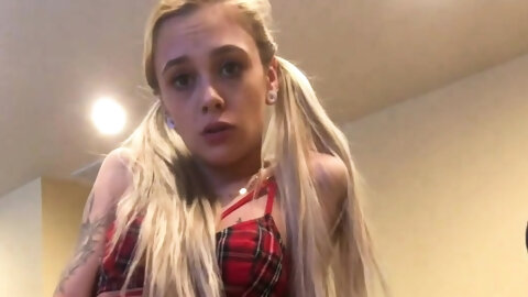 Blonde tight pussy babe solo toy fun in glamour masturbation