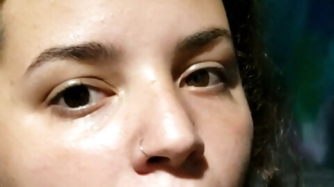 First time sucking cock on camera and cums on her face - Blowjob - POV