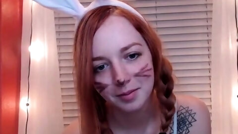 Amy busty adorable redhead teen fingering and toying pussy