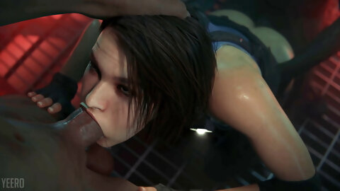 Resident Evil - Jill Valentine Threesome Blowjob Cum POV (Sound)